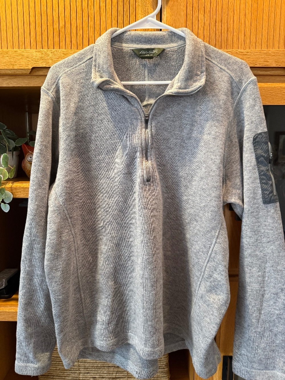 Eddie Bauer men's quarter-zip sweater fleece pullover in heather gray, size XL